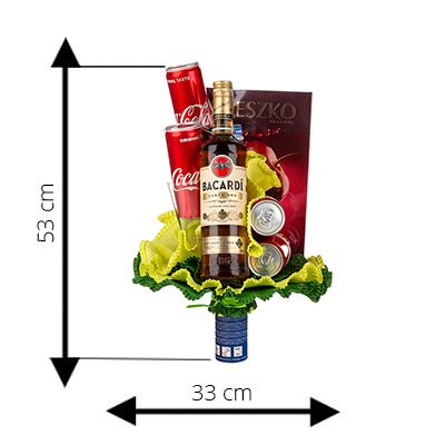 Bukiet prezentowy - Cuba Libre Cocktail Set – wysokość i szerokość bukietu