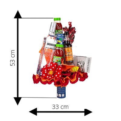 Bukiet prezentowy - Bloody Mary Cocktail Set – wysokość i szerokość bukietu