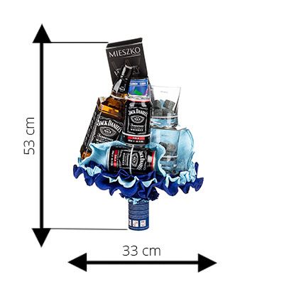 Bukiet prezentowy - Jack Daniel's Set – wysokość i szerokość bukietu