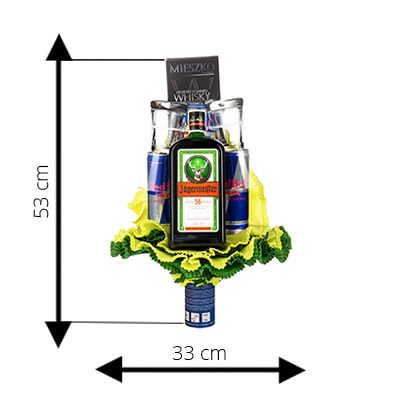 Bukiet prezentowy - Jägerbomb Cocktail Set – wysokość i szerokość bukietu