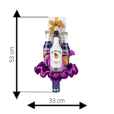 Bukiet prezentowy - Malibu Piña Colada Cocktail Set – wysokość i szerokość bukietu