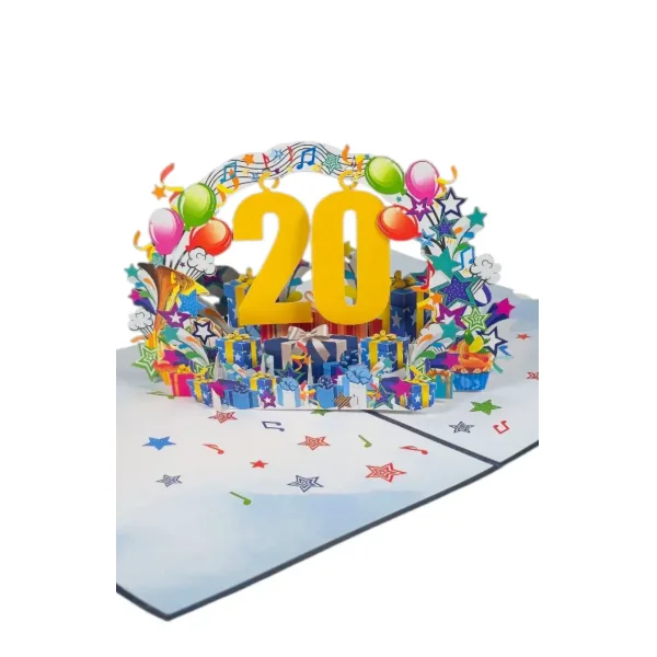 3D Kartka - Numer 20 (niebieska)