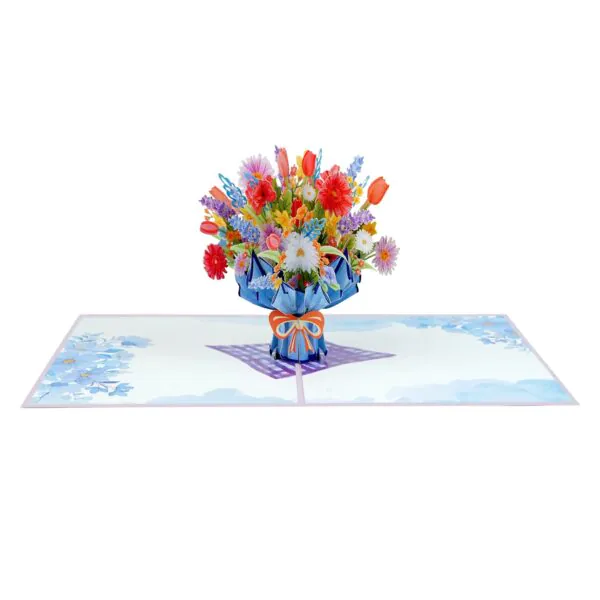 3D Kartka - Bukiet mieszanych kwiatów