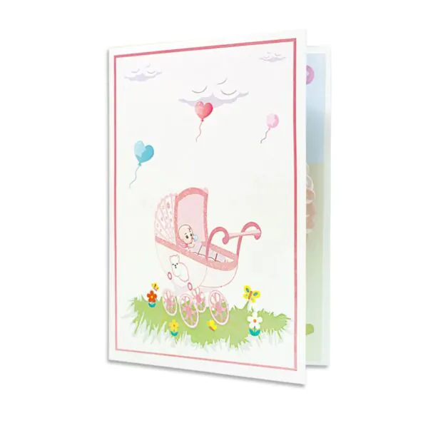 3D Kartka - Wózek (dziewczynka)