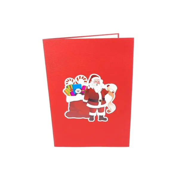 3D Kartka - Mikołaj z workiem prezentów