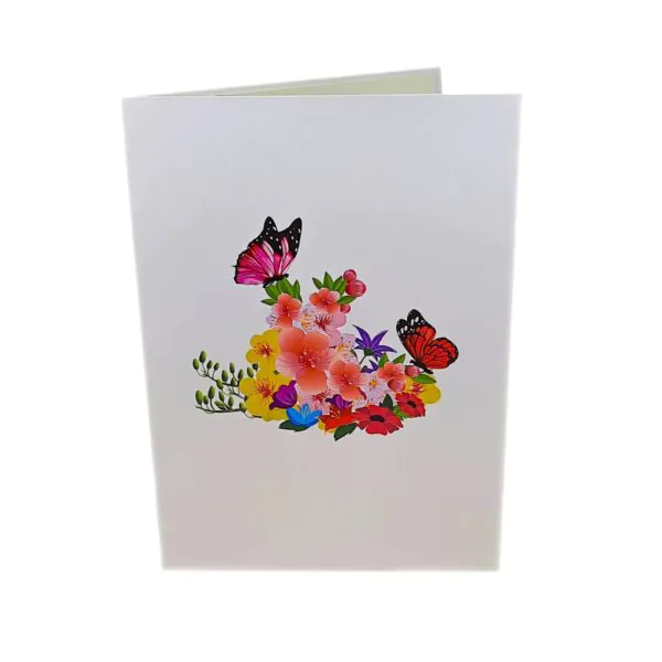 3D Kartka - Motyle na kwiatach
