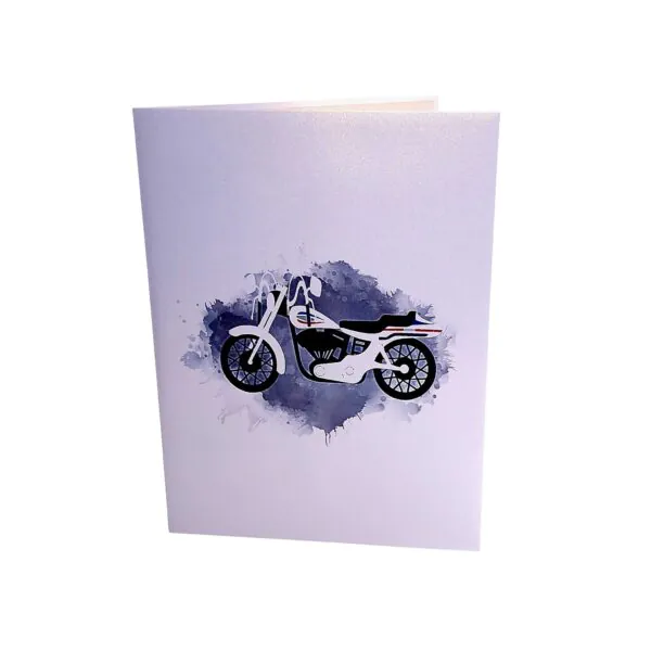 3D Kartka - Motocykl (biały)