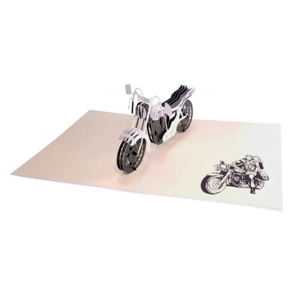 3D Kartka - Motocykl (biały)