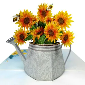 3D Kartka - Słoneczniki w konewce