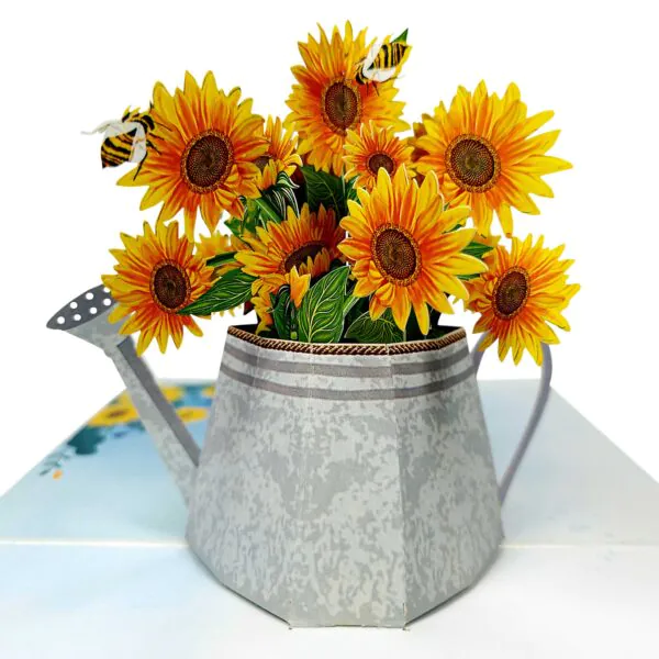 3D Kartka - Słoneczniki w konewce