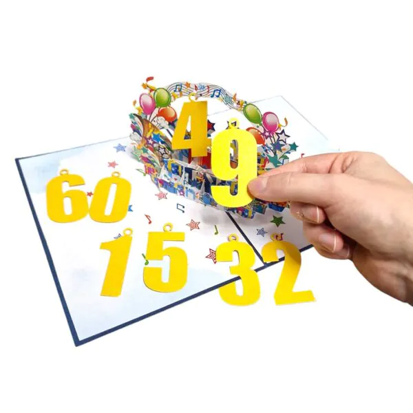 3D Kartka - Numery przełączalne (niebieska)