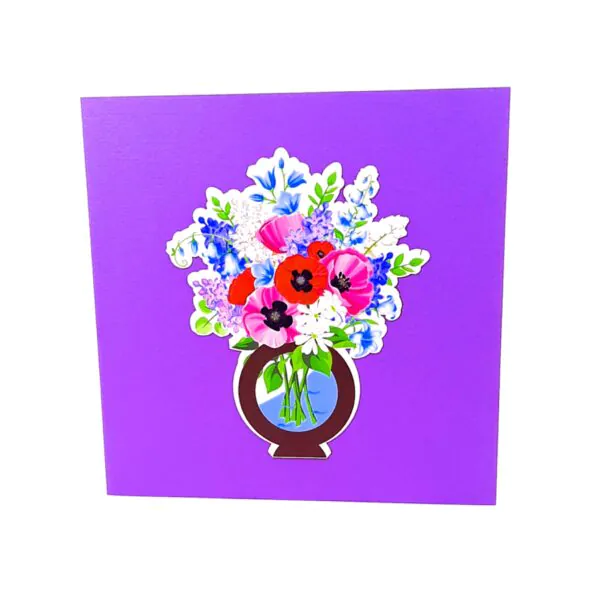 3D Kartka - Wazon z bratkami
