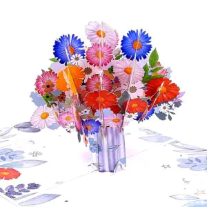 3D Kartka - Stokrotki w wazonie